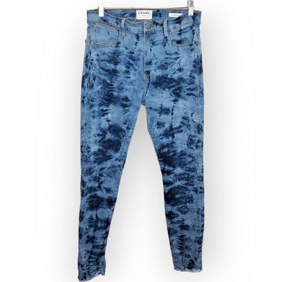 FRAME DENIM Le High Rise Skinny Raw Edge Jeans Denim Gaze size 30 - Picture 4 of 11